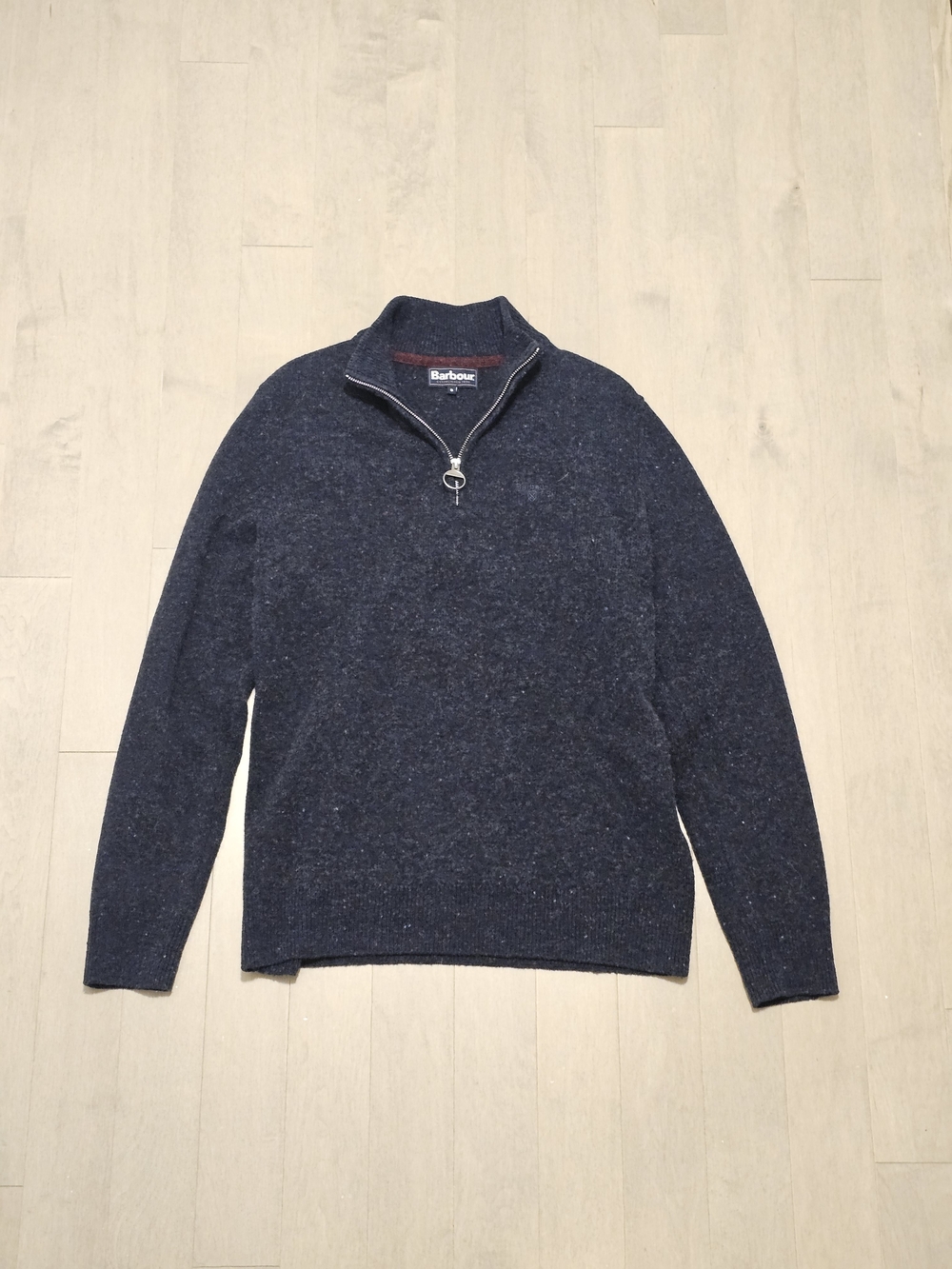 Barbour 100% Wool Speckled Half-Zip Pullover Sweater